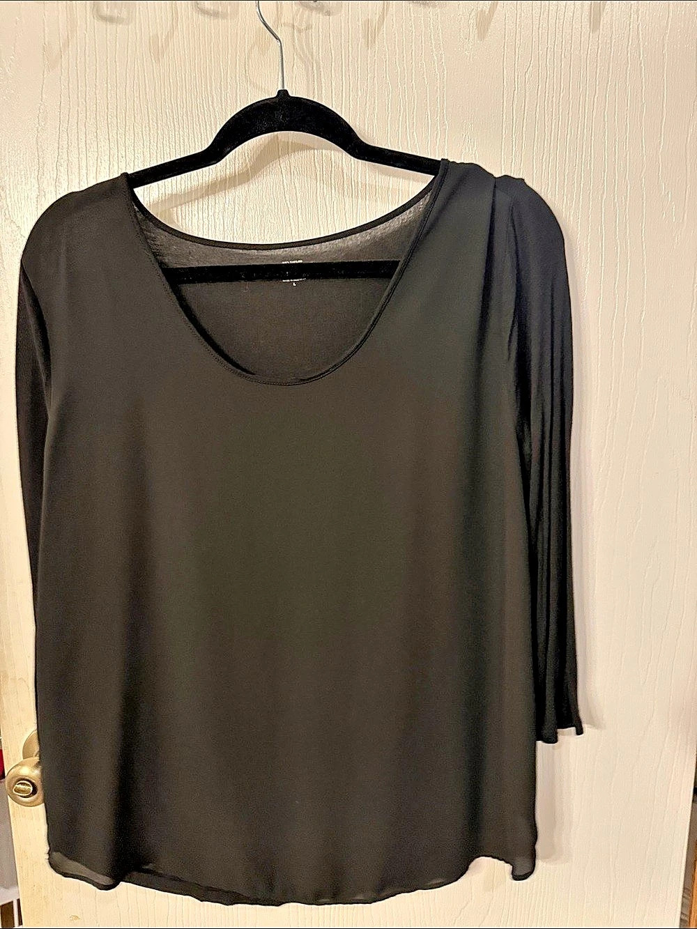Ann Taylor Loft Long Sleeve Blouse in Black Size Large Like New